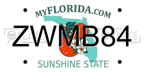ZWMB84 Florida License Plate