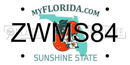 ZWMS84 Florida License Plate