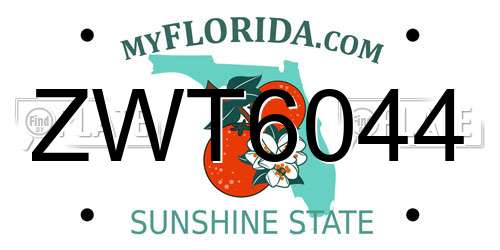 ZWT6044 Florida License Plate