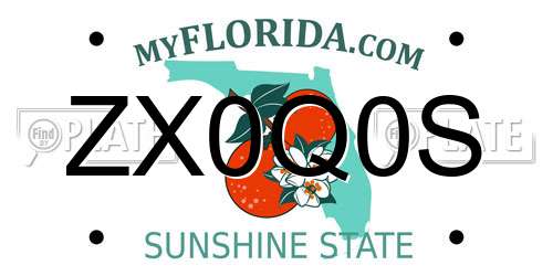 ZX0Q0S Florida License Plate