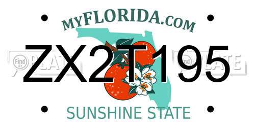ZX2T195 Florida License Plate