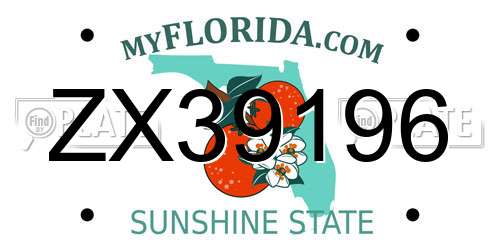 ZX39196 Florida License Plate