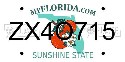 ZX4O715 Florida License Plate