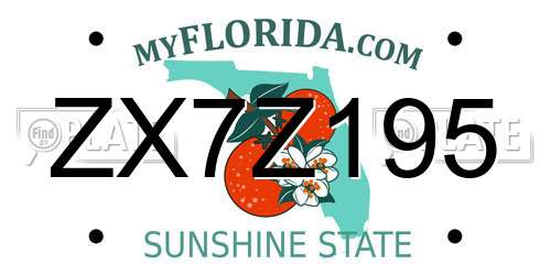 ZX7Z195 Florida License Plate