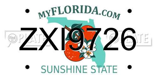 ZXI9726 Florida License Plate