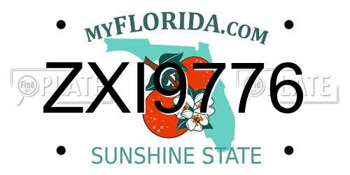 ZXI9776 Florida License Plate