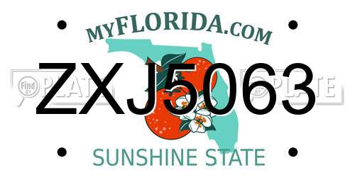 ZXJ5063 Florida License Plate