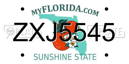 ZXJ5545 Florida License Plate