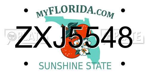 ZXJ5548 Florida License Plate