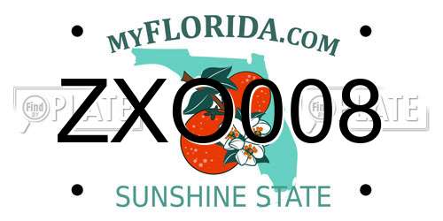ZXO008 Florida License Plate