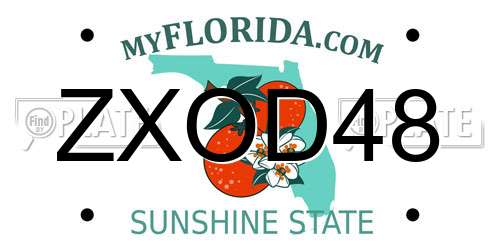 ZXOD48 Florida License Plate
