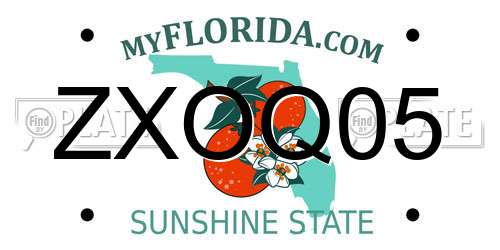 ZXOQ05 Florida License Plate