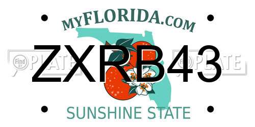 ZXRB43 Florida License Plate