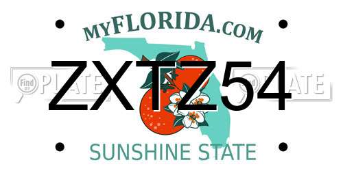 ZXTZ54 Florida License Plate