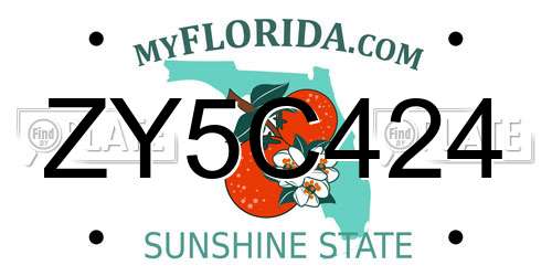 ZY5C424 Florida License Plate