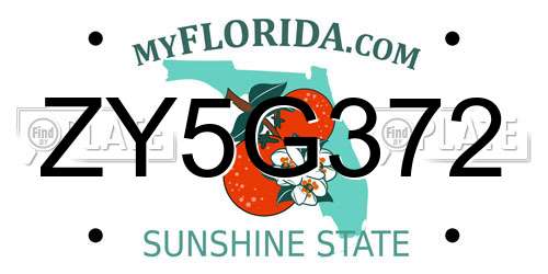 ZY5G372 Florida License Plate