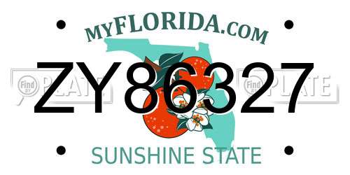 ZY86327 Florida License Plate