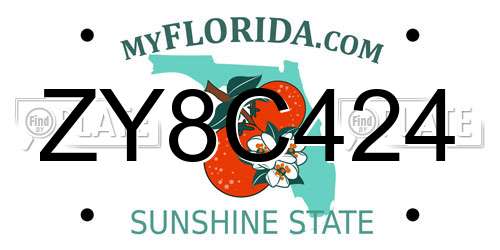 ZY8C424 Florida License Plate