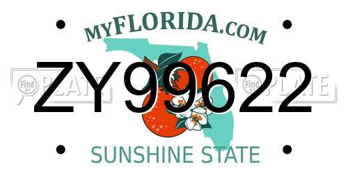 ZY99622 Florida License Plate