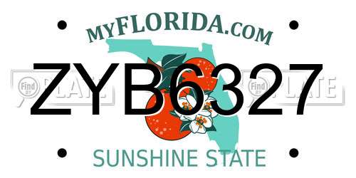 ZYB6327 Florida License Plate