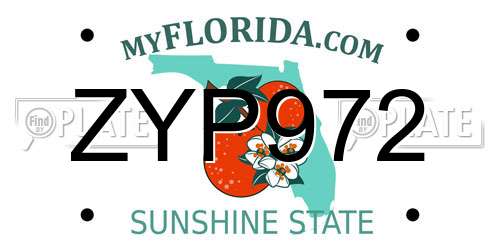 ZYP972 Florida License Plate