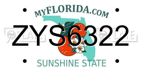 ZYS6322 Florida License Plate