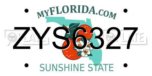 ZYS6327 Florida License Plate