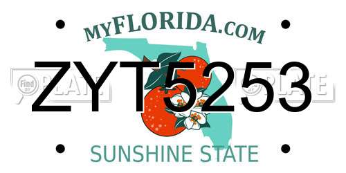 ZYT5253 Florida License Plate