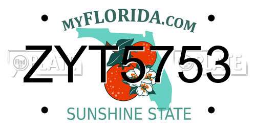 ZYT5753 Florida License Plate