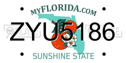 ZYU5186 Florida License Plate