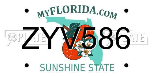 ZYV586 Florida License Plate