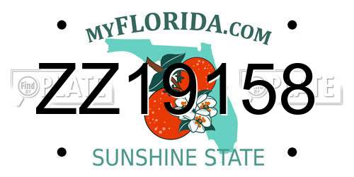 ZZ19158 Florida License Plate