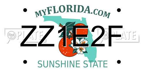 ZZ1E2F Florida License Plate