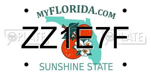 ZZ1E7F Florida License Plate