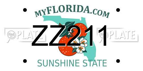 ZZ211 Florida License Plate