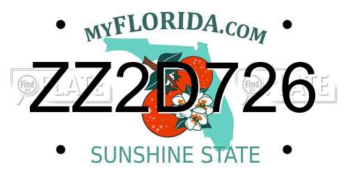 ZZ2D726 Florida License Plate