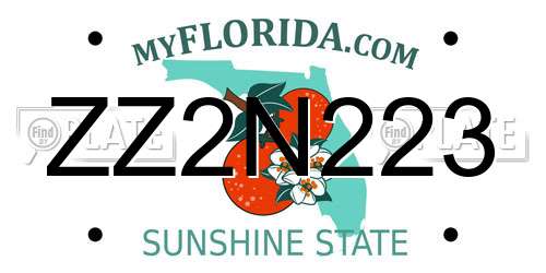 ZZ2N223 Florida License Plate