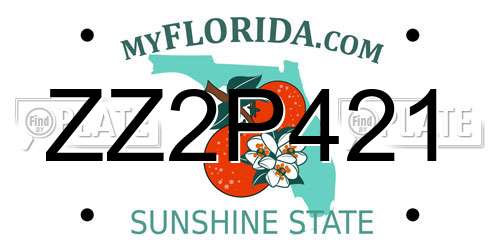 ZZ2P421 Florida License Plate