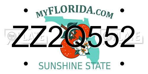ZZ2Q552 Florida License Plate