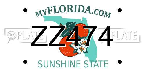 ZZ474 Florida License Plate