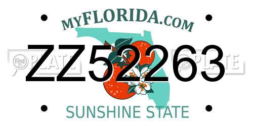 ZZ52263 Florida License Plate