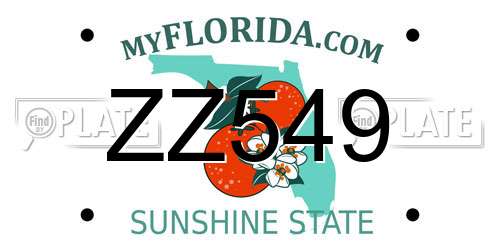 ZZ549 Florida License Plate