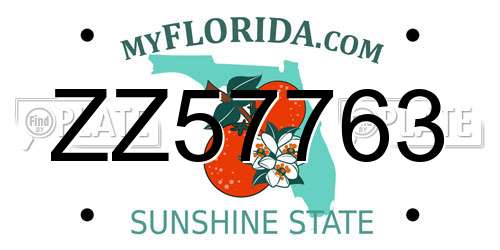 ZZ57763 Florida License Plate