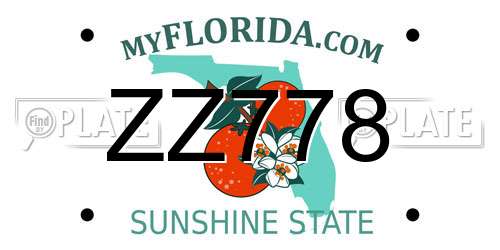 ZZ778 Florida License Plate