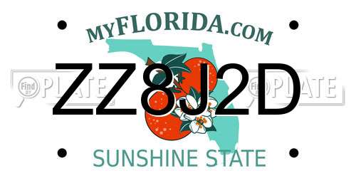 ZZ8J2D Florida License Plate