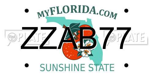 ZZAB77 Florida License Plate