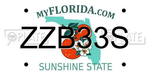 ZZB33S Florida License Plate