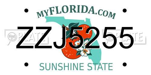 ZZJ5255 Florida License Plate