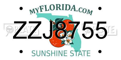 ZZJ8755 Florida License Plate