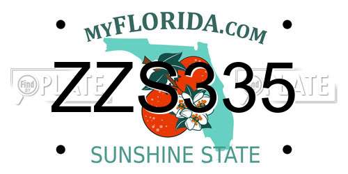 ZZS335 Florida License Plate